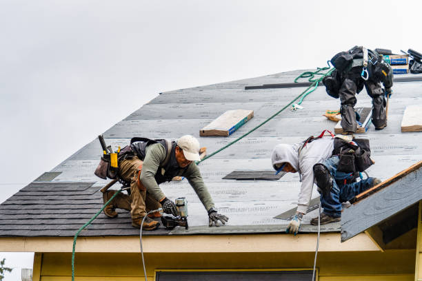 Professional Gutter Installation technician working in Pall Mall, TN